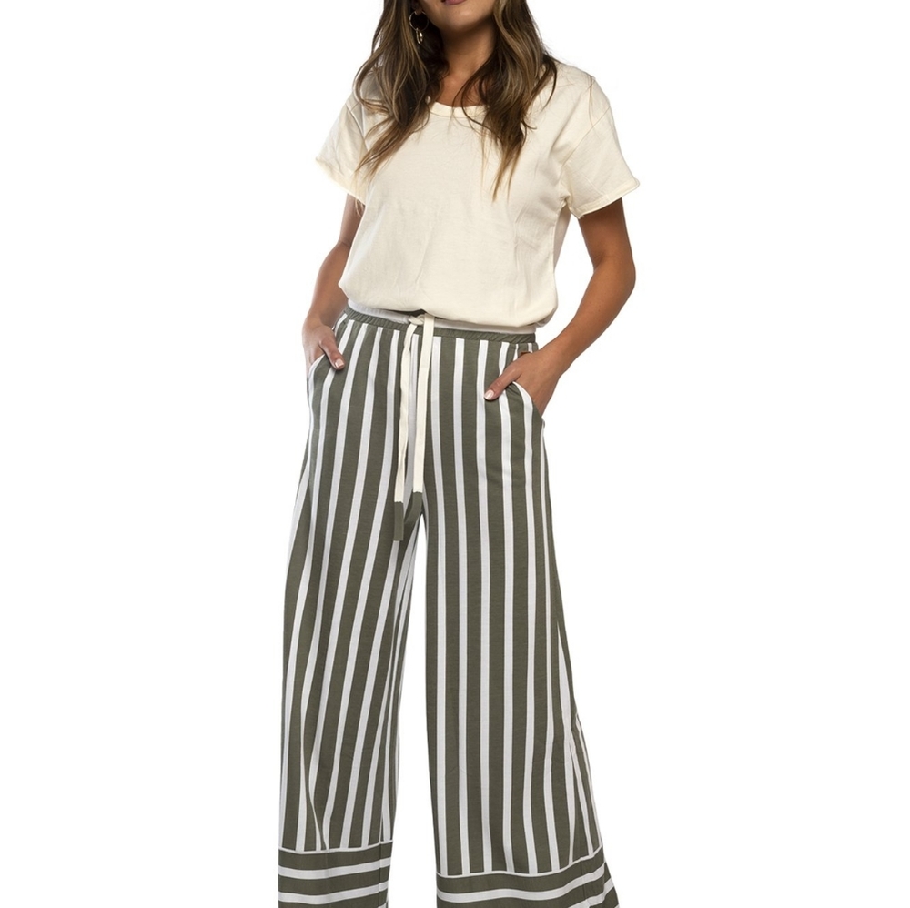 PEACE LOVE WORLD wide leg pants sage and white